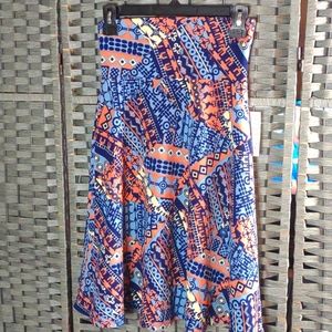 NWT LuLaRoe Graphic Geometric Azure Flare Skirt Multicolored